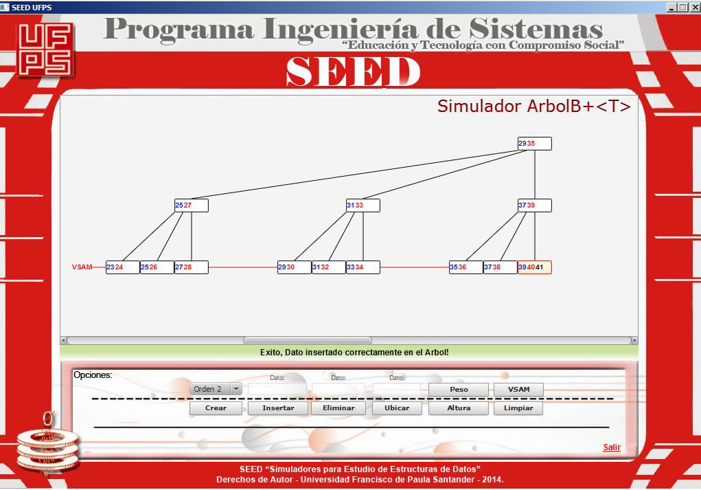 Simulador para &aacute;rbol b+